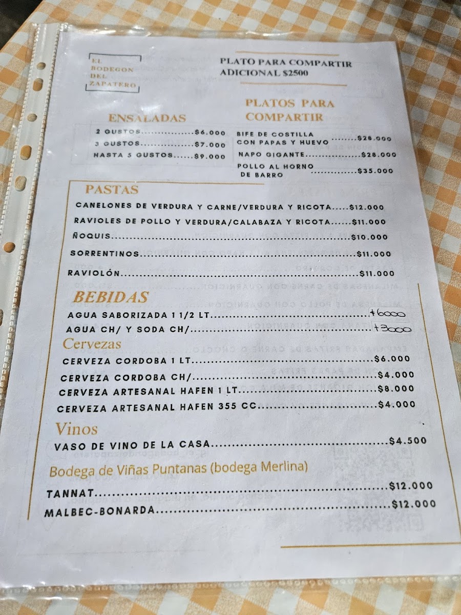 Menu Bodegón Del Zapatero-2